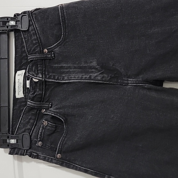 Abercrombie & Fitch ultra high rise ankle straight jeans Washed Gray/black SZ 25 - Picture 2 of 5